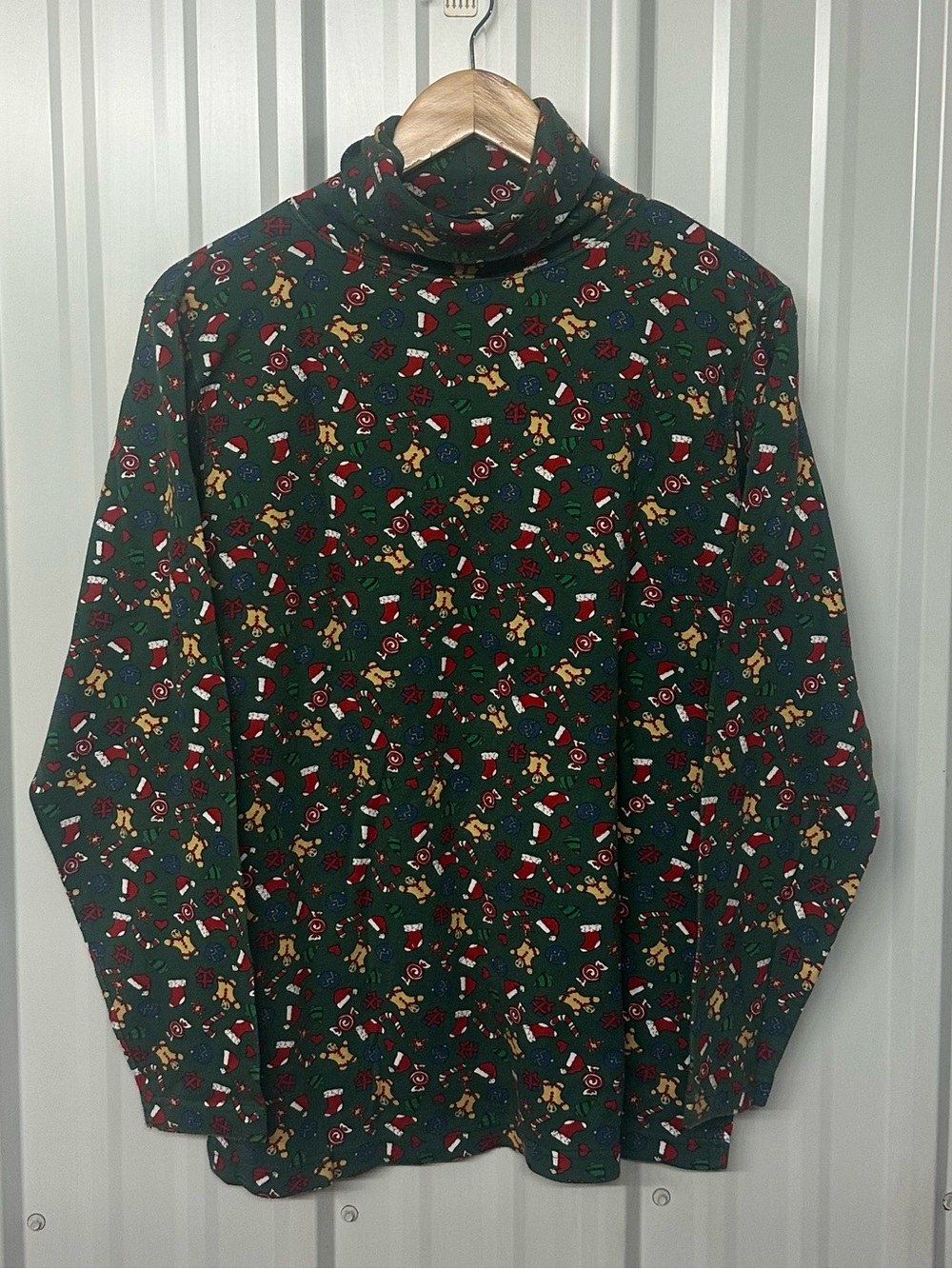 Vintage Eagles Eye Gingerbread Man Christmas Turtleneck Sweater XL Grandmacore